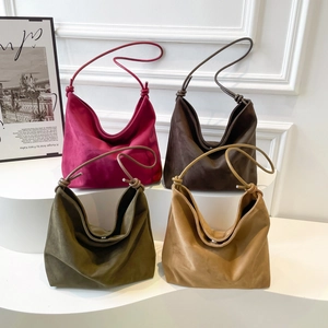 Retro suede hobo tote bags in four colors with stylish knot handles for women