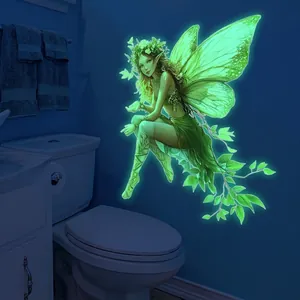 Butterfly Fairy Glow In The Dark Wall Sticker Luminous Forest Elf Decals Green PVC Self Adhesive For Bedroom Living Room