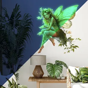 Luminous green butterfly fairy wall sticker showing day and night glowing effects