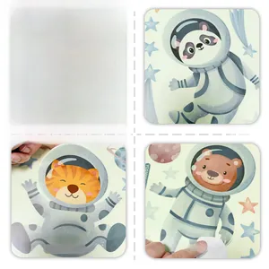 Détails des autocollants muraux animaux astronautes lumineux avec textures recto et verso