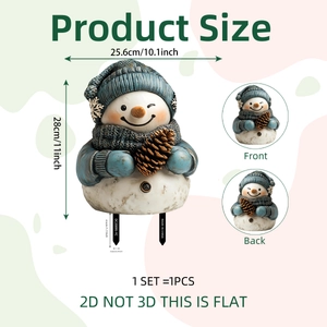 Dimensioni dettagliate del picchetto da giardino pupazzo di neve 2D con altezza di 28cm