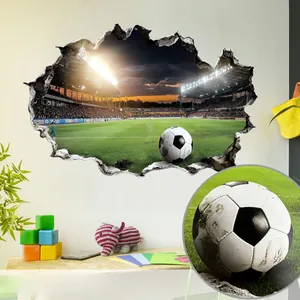 Detail of 3D football wall sticker showing texture and no white borders on any wall