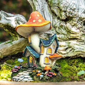 Cartoon 2D Mushroom House Garden Stakes Waterproof PVC Whimsical Fairy Yard Decorations Outdoor Patio Lawn Flower Decor Stakes