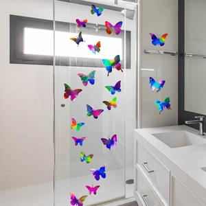 Laser rainbow butterfly wall stickers for home decor on glass and tile surfaces