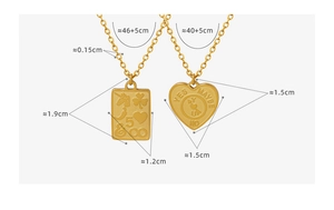 Spécifications de taille détaillées pour colliers à pendentif carré et cœur français