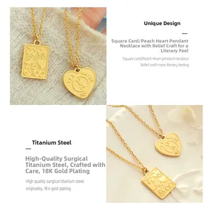 Détails des pendentifs cœur et carte de poker en acier titane chirurgical plaqué or 18 carats