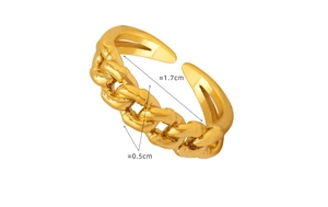 Detailed view of golden Cuban link chain ring showing 1.7cm diameter and 0.5cm band width