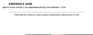 Detailed size guide for US 7 link ring showing 0.5cm width and 1.7cm inner diameter