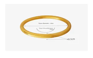 Detail showing 18K gold plated bangle dimensions with 6cm inner diameter and 0.5cm width
