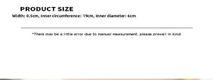 Detailed product size chart for 18K gold plated bangle with 6cm inner diameter