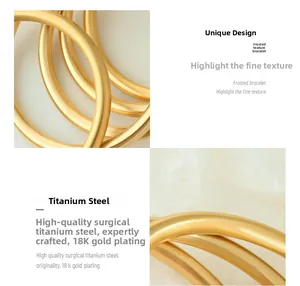 Macro detail of matte surgical titanium steel bangle with premium 18K gold plating finish