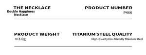 Detailed specs for double-sided Xi pendant necklace made of durable titanium steel