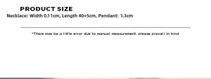 Detailed size chart for Chinese Xi character titanium steel necklace and pendant set