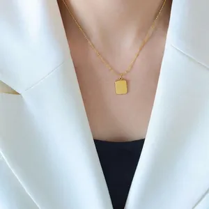 18k gold plated stainless steel square letter pendant necklace for women stylish jewelry
