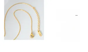 Detail of 18K gold-plated titanium steel necklace lobster clasp and adjustable extension chain