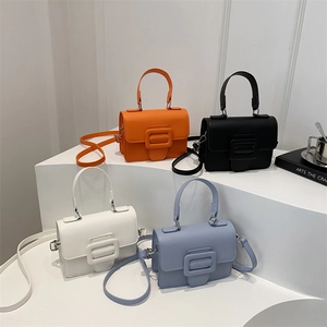 Minimalist crossbody handbags for women in four stylish colors with square buckle detail