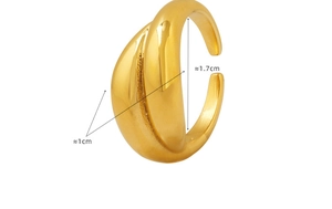 Detail showing the 1cm width and 1.7cm diameter of this chunky gold-plated ring