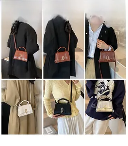 Collage de sacs bandoulière chic à motif crocodile et boucles dorées en quatre tons