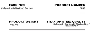Specifications of C-shaped titanium steel earrings with faux pearls and gold plating