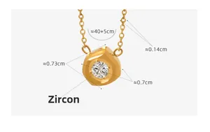 Detailed view of meteorite pendant with zircon inlay and necklace dimensions
