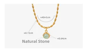 Détails d'un collier en acier doré 40+5cm avec un pendentif en pierre naturelle de 0,64cm