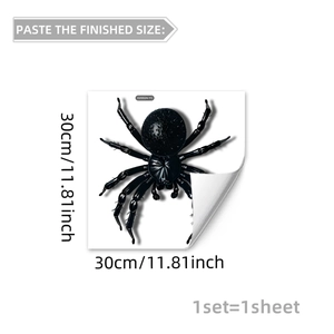 Detail van 30cm zwarte spin raamsticker met 3D schaduw voor Halloween decoratie