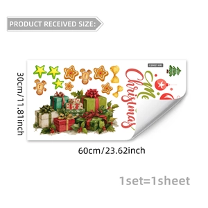 Detailed sheet dimensions of 30x60cm for gingerbread man and star Christmas window stickers