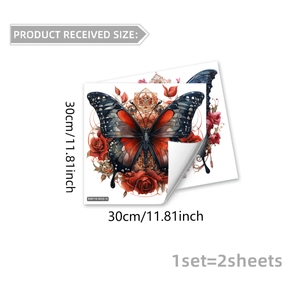 Creatieve rode rozen en vlinder statische raamstickers set van 2 vellen decoratie