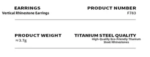 Detailed product specifications for titanium steel drop earrings with zircon inlays