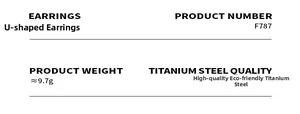 Specificaties voor vergulde titanium stalen U-vormige oorbellen van 9,7g model F787