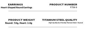 Detailed specs for checkerboard heart earrings with titanium steel weight information