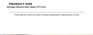 Size guide for round 2cm and heart 1.5cm by 1.7cm checkered enamel earrings