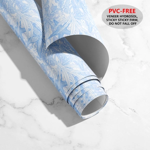 Detail von PVC-freier selbstklebender Tapete mit Meeresstern und Korallenmustern