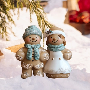 Lot de figurines de bonhomme de neige et pain d'épices pour décor de jardin de Noël