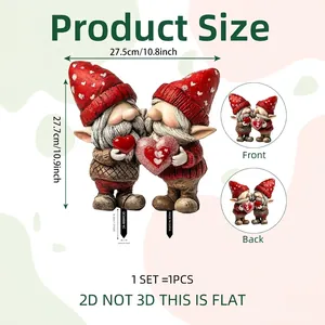 Size chart showing dimensions of the Christmas gnome garden stake decoration