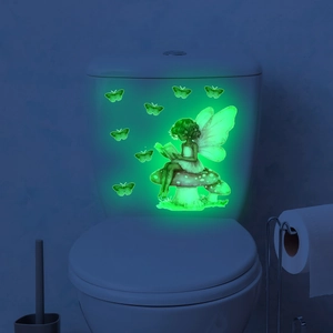Dettaglio degli adesivi murali fata e farfalle verde luminoso brillanti al buio