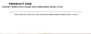 Guide des tailles du bracelet perlé ajustable : largeur 0,2 cm et longueur 24 cm