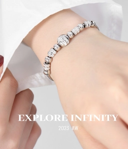 Detail of silver beaded snake chain bracelet with sparkling crystal settings on a wrist