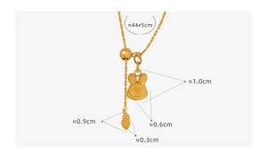 Detailed view of golden rabbit pendant necklace with adjustable ball slide and carrot charm