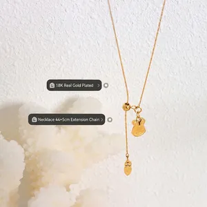 Cute 18K gold plated rabbit and carrot pendant necklace with adjustable 44cm+5cm chain