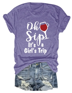 Set t-shirt viola con stampa Oh Sip e pantaloncini di jeans blu con frange orlo
