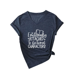 T-shirt ajusté col en V gris anthracite avec imprimé graphique et nœud à l'ourlet