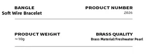 Detailed specifications chart for brass and freshwater pearl bangle weighing 10g