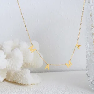 Collier MAMA plaqué or 18 carats avec chaîne réglable de 40+5cm pour femme