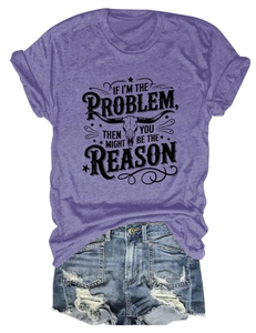 Flat lay of purple cotton T-shirt with skull print and distressed denim shorts