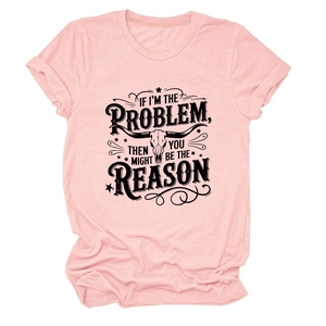 Pink t-shirt detail showing vintage bull skull print and retro graphic typography text