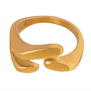 Bague Fluide Géométrique Irrégulière En Acier Titane Design Ouvert Bijoux De Mode INS Minimalistes Pour Femmes Hommes