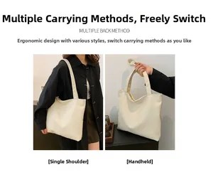 Detail der weißen Leder-Tote-Bag mit verschiedenen Tragemöglichkeiten als Handtasche
