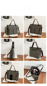 Detailed views of olive green tote bag showing interior space and multiple zipper pockets