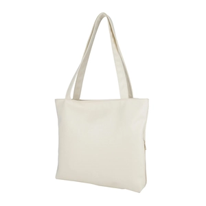 Minimalistische beige Tragetasche aus PU-Leder mit viel Platz und Reißverschluss